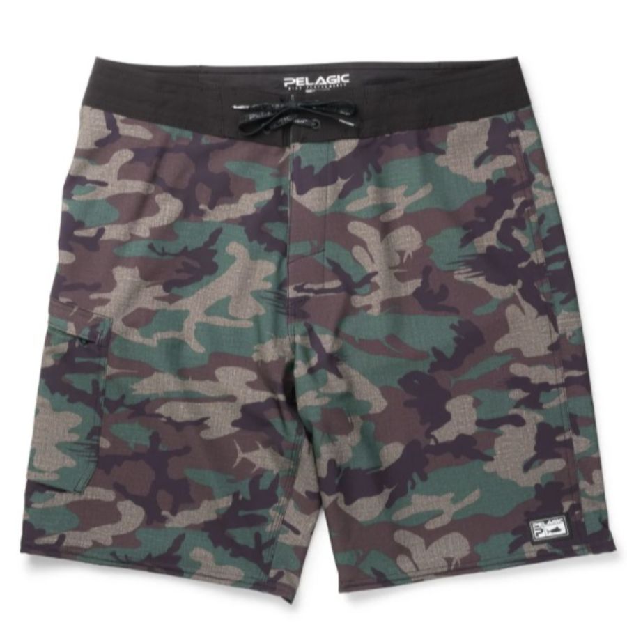 Blue Water Boardshort Fish Camo Green 1